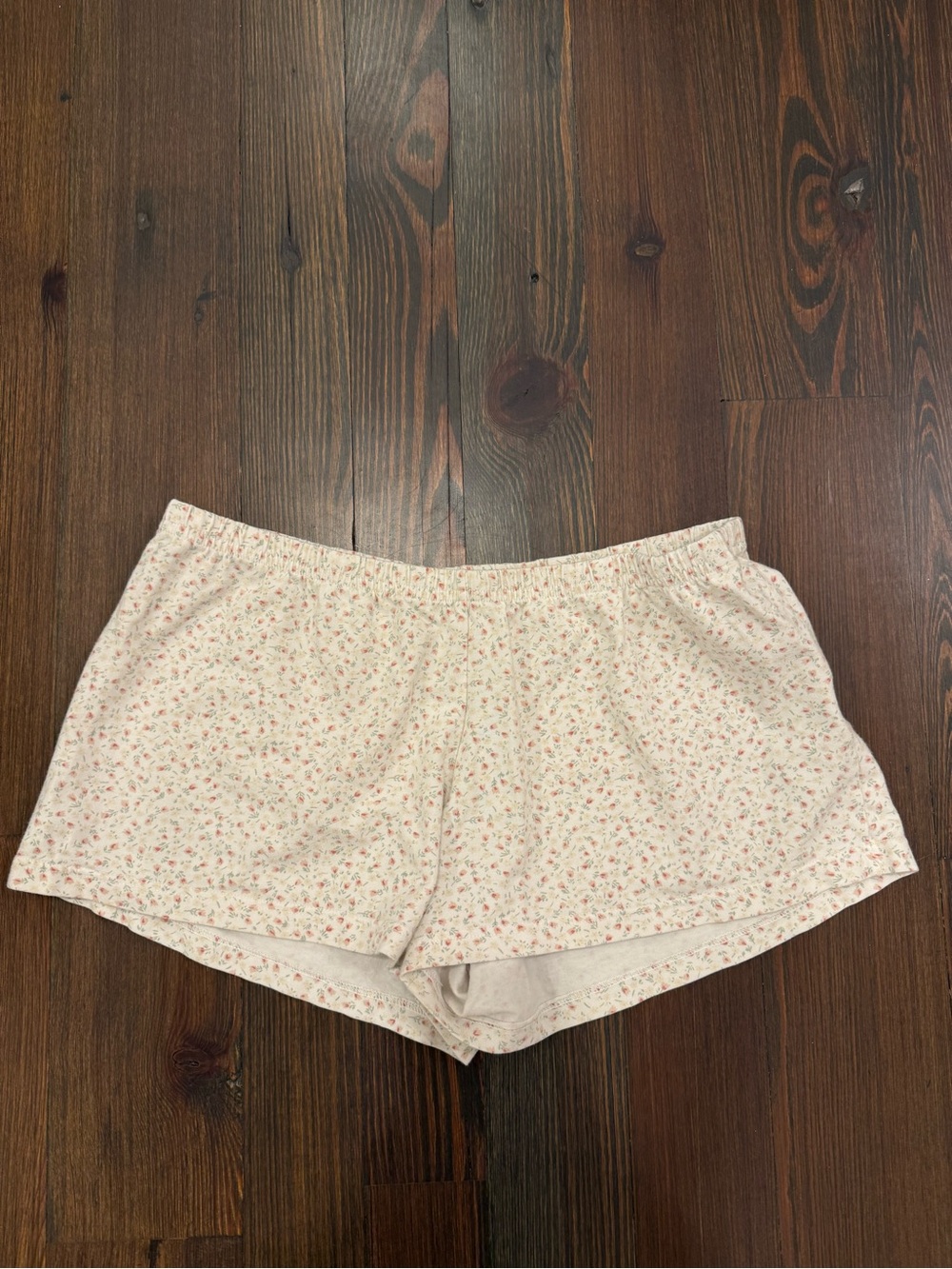 Brandy Melville Cream Sleep Shorts with Tiny Pink Floral Print